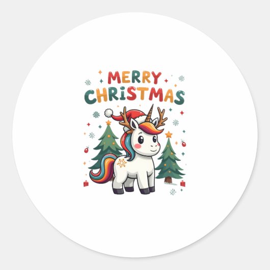 Christmas Shirt Unicorn Girls Christmas Outfit Chr Runder Aufkleber (Vorderseite)