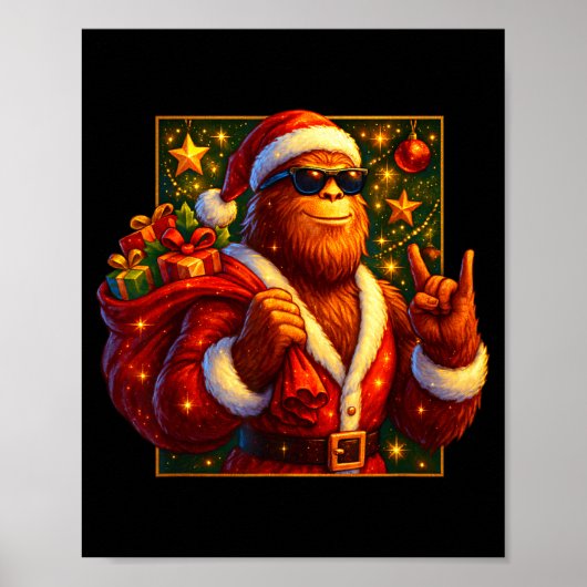 Christmas Shirts Funny Xmas Sasquatch Santa Bigfoo Poster (Vorne)