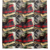 CHRISTMAS SHOWER CURTAIN DES EISEN SKATERS DUSCHVORHANG (Vorderseite)