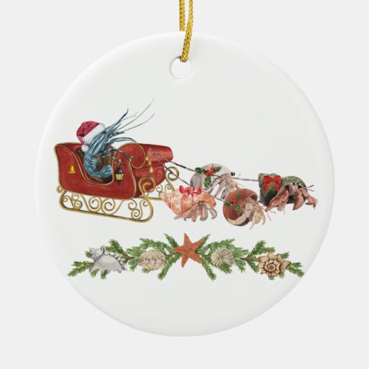 Christmas Shrimp Hermit Crab Crustaceancore Schlit Keramik Ornament (Vorne)