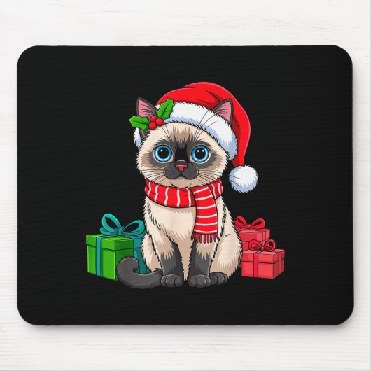 Christmas Siamese Cat Holiday Kitten Xmas Men Wome Mousepad (Vorne)
