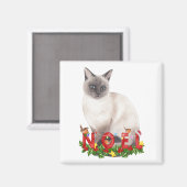 Christmas Siamese Cat Watercolor Magnet (Vorderseite/Rückseite)