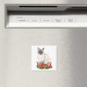 Christmas Siamese Cat Watercolor Magnet (In Situ (Geschirrspüler))