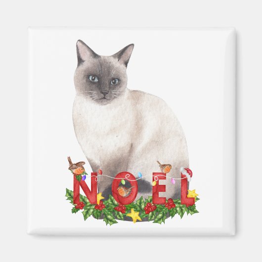 Christmas Siamese Cat Watercolor Magnet (Vorne)