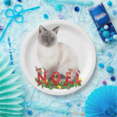 Christmas Siamese Cat Watercolor Pappteller (Party)