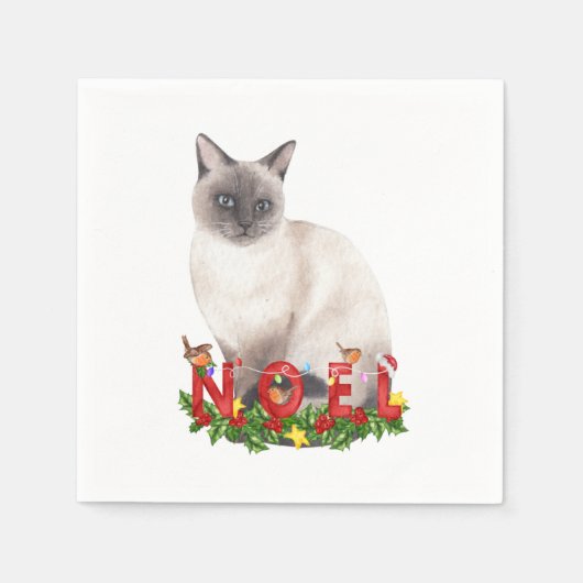 Christmas Siamese Cat Watercolor Serviette (Vorderseite)