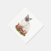 Christmas Siamese Cat Watercolor Serviette (Ecke)