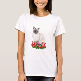 Christmas Siamese Cat Watercolor T-Shirt