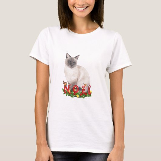 Christmas Siamese Cat Watercolor T-Shirt (Vorderseite)