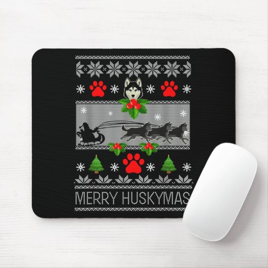 Christmas Siberian Husky Dog Husky Ugly Merry Husk Mousepad (Mit Mouse)