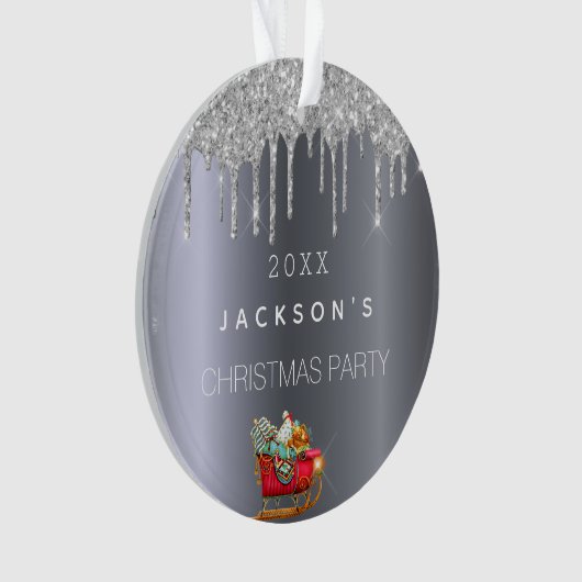 Christmas silver glitter drip old red sleigh ornament (Vorderseite)