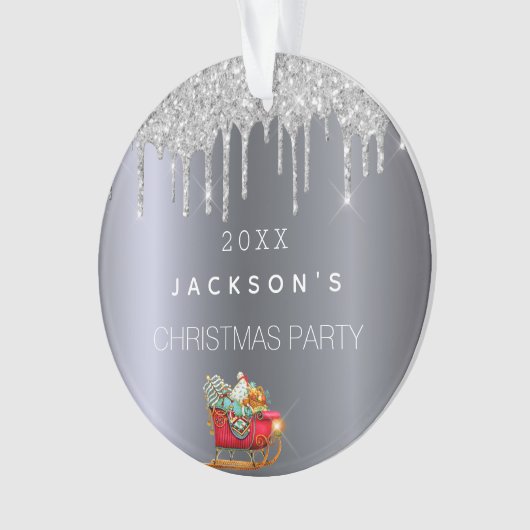 Christmas silver glitter drip old red sleigh ornament (Vorderseite)