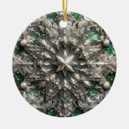 CHRISTMAS Silver Lila Green 3D Star ~ Keramik Ornament