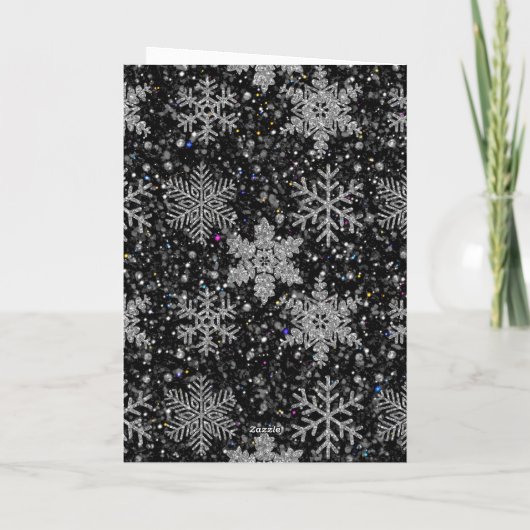 Christmas silver sparkle snow flakes karte (Rückseite)