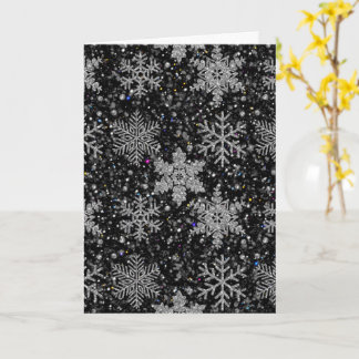 Christmas silver sparkle snow flakes karte