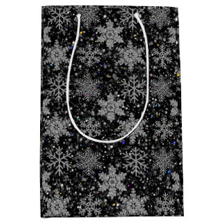 Christmas silver sparkle snow flakes mittlere geschenktüte