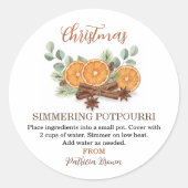 Christmas Simmering Potpourri Personalized Runder Aufkleber (Vorderseite)