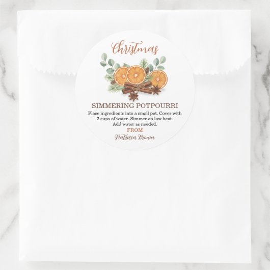 Christmas Simmering Potpourri Personalized Runder Aufkleber (Tasche)