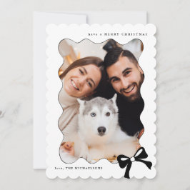 Christmas Simple Bow Black and White Foto Feiertagskarte