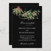 Christmas Simple Floral auf Black Christlich Weddi Einladung (Vorne/Hinten)