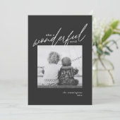 Christmas Simple Foto Black Silver Metallic (Stehend Vorderseite)