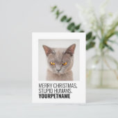 Christmas Simple Funny Pet Name Foto Postkarte (Stehend Vorderseite)