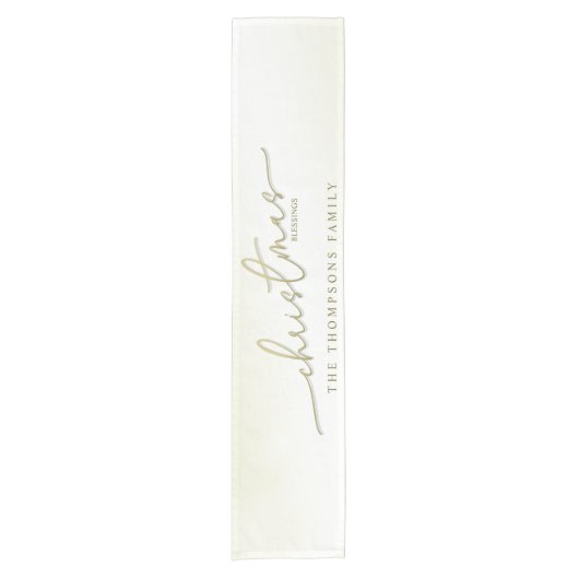Christmas Simple Gold Calligraphy Script Segings Kurzer Tischläufer (Vorderseite)