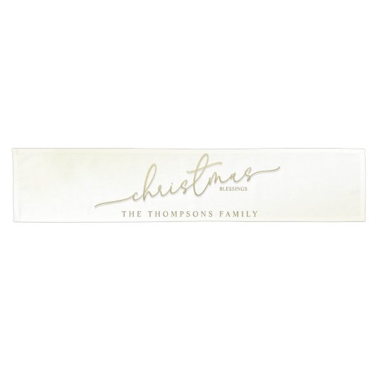 Christmas Simple Gold Calligraphy Script Segings Kurzer Tischläufer (Horizontal)