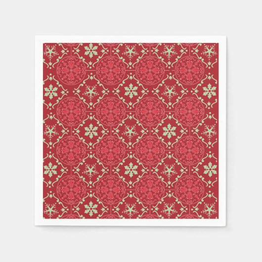 Christmas Simple Red Green Classic Snowflake Serviette (Vorderseite)