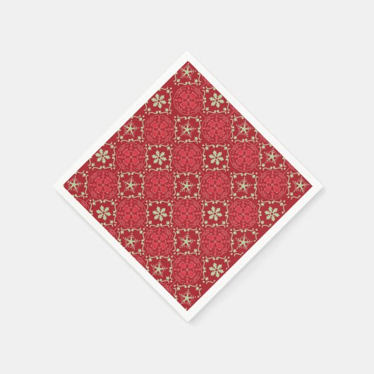 Christmas Simple Red Green Classic Snowflake Serviette (Ecke)