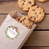 Christmas Simple Red Holries Berries Pine Wreath Runder Aufkleber