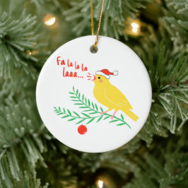 Christmas Singing Canary Keramik Ornament
