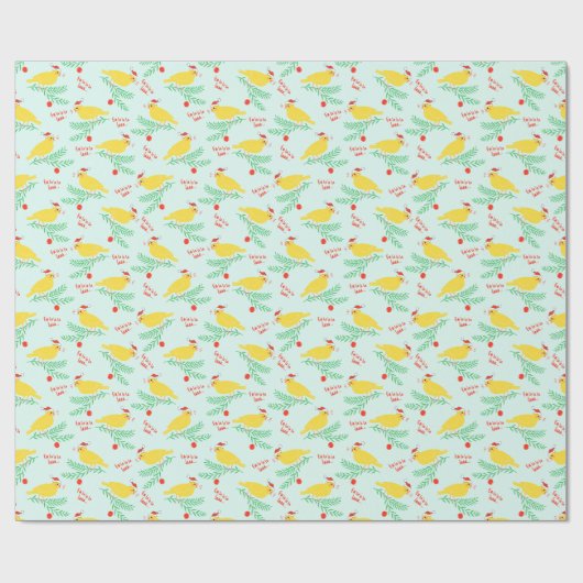 Christmas Singing Canary Pattern Geschenkpapier (Flach)