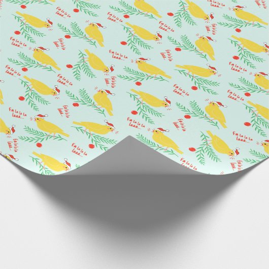 Christmas Singing Canary Pattern Geschenkpapier (Ecke)