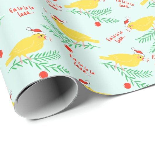 Christmas Singing Canary Pattern Geschenkpapier (Rolleneckpunkt)