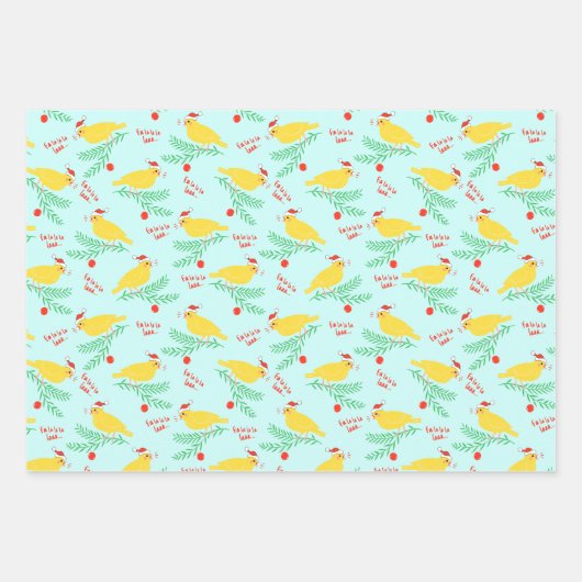 Christmas Singing Canary Pattern Geschenkpapier Set (Vorderseite 3)