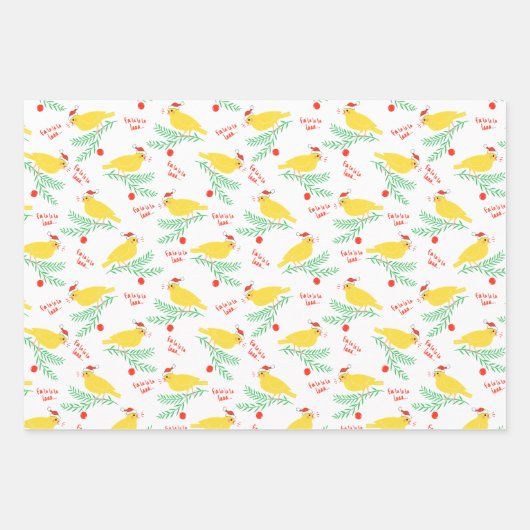 Christmas Singing Canary Pattern Geschenkpapier Set (Vorderseite 2)