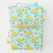 Christmas Singing Canary Pattern Geschenkpapier Set (Beispiel)