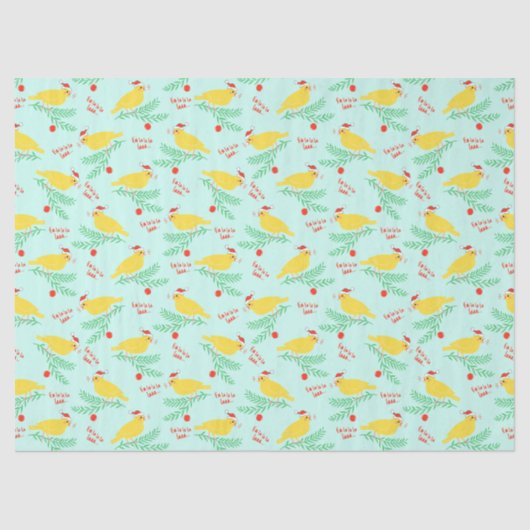 Christmas Singing Canary Pattern Seidenpapier (Vorderseite)