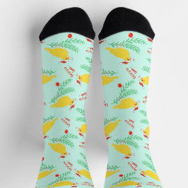 Christmas Singing Canary Pattern Socken