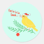 Christmas Singing Canary Runder Aufkleber (Vorderseite)