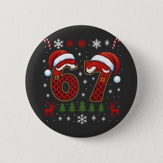 Christmas Six Seven 67 Santa Xmas Gen Alpha Button (Vorderseite)
