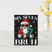 Christmas Six Seven Bruh Meme 6 7 Slang Cool Santa Karte (Gelbe Blume)