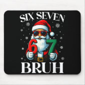 Christmas Six Seven Bruh Meme 6 7 Slang Cool Santa Mousepad (Vorne)