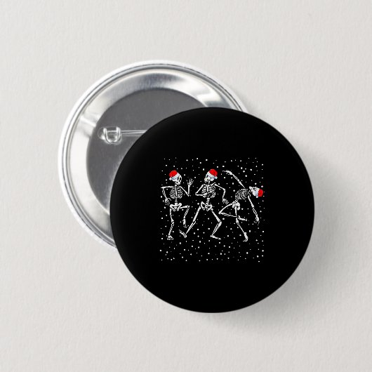 Christmas Skeleton Dancing Funny Xmas  Button (Vorne & Hinten)