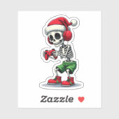 Christmas skeleton Gamer Pajamas xmas skull gaming Aufkleber (Blatt)
