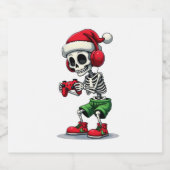Christmas skeleton Gamer Pajamas xmas skull gaming Schaumweinetikett (Einzelnes Label)