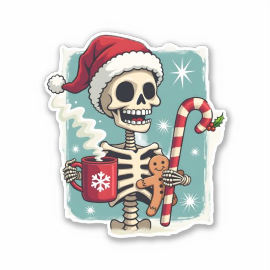 Christmas Skeleton Hot Chocolate Xmas Men Women Ki Aufkleber (Vorderseite)
