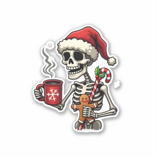 Christmas Skeleton Hot Chocolate Xmas Men Women Ki Aufkleber (Vorderseite)