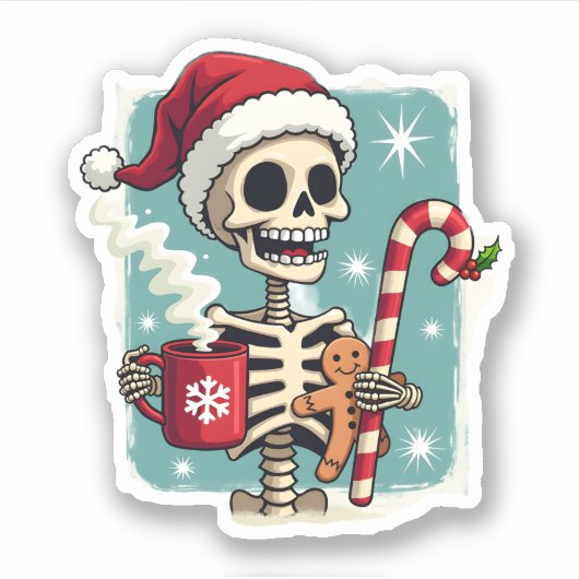 Christmas Skeleton Hot Chocolate Xmas Men Women Ki Aufkleber (Vorderseite)